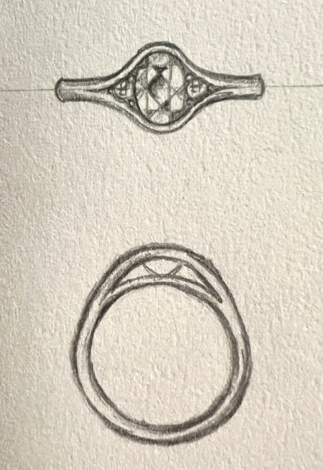 Exemple de croquis fourni pour un projet de bague