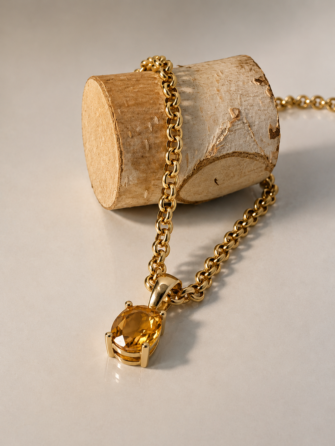 Pendentif or jaune 14K & citrine naturelle