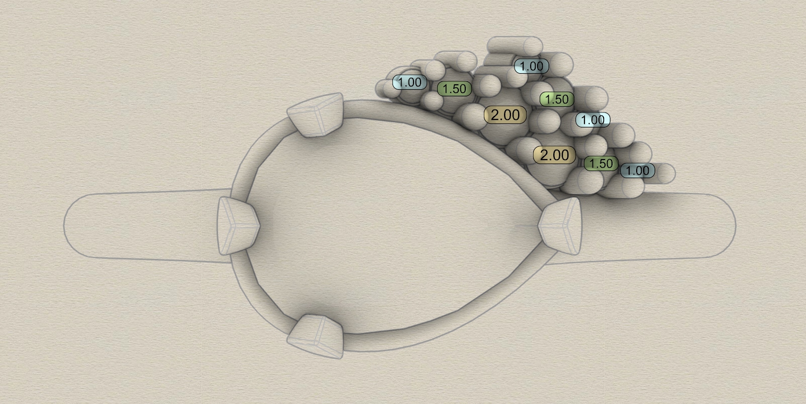 Exemple de carte de pierres avec dimensions des pierres